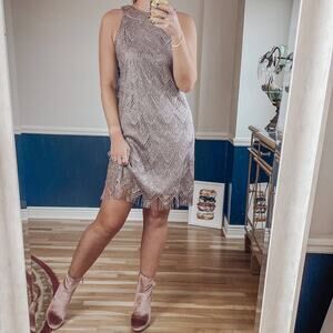 S.L. Fashions dusty purple knee length lace cocktail dress size 12 NWT